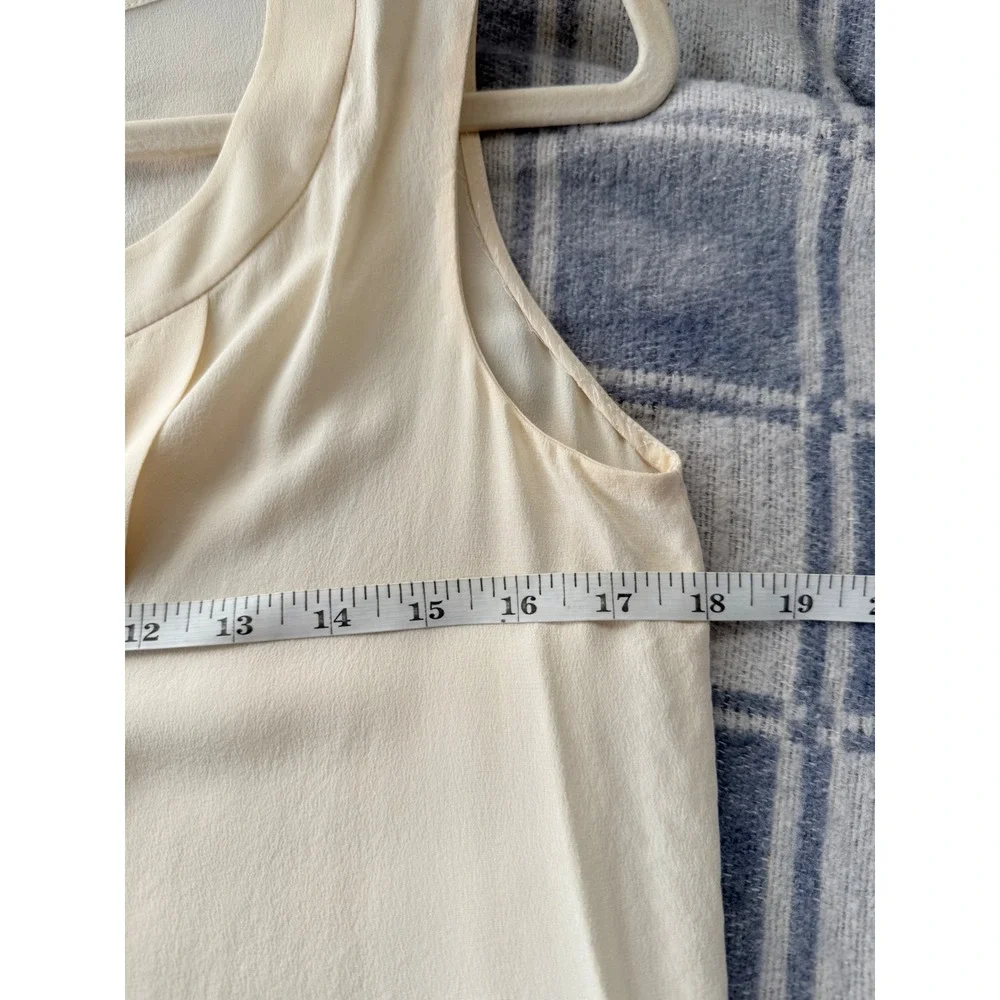 A2 Kate Spade Silk Blouse Cream Sleeveless Split Neck Pleated Front Career Top 4